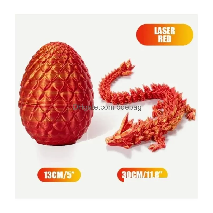 3d printed gem dragon crystal dragon egg rotatable and poseable joints 3d articulated dragon toys for autism adhd kids gifts