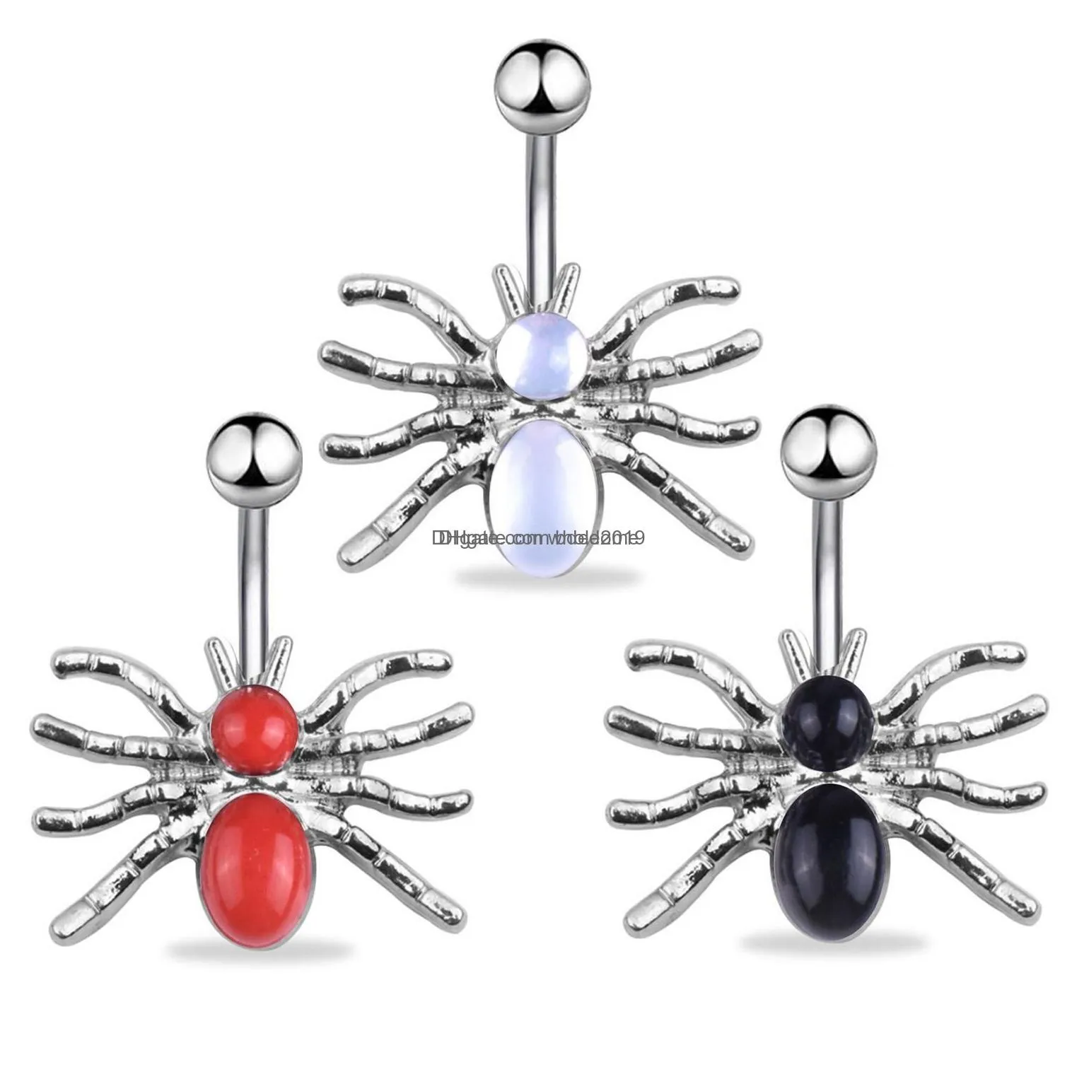 Navel & Bell Button Rings Piercing For Women Vintage Spider Surgical Steel Summer Beach Fashion Body Jewelry Drop Delivery Dhr2P