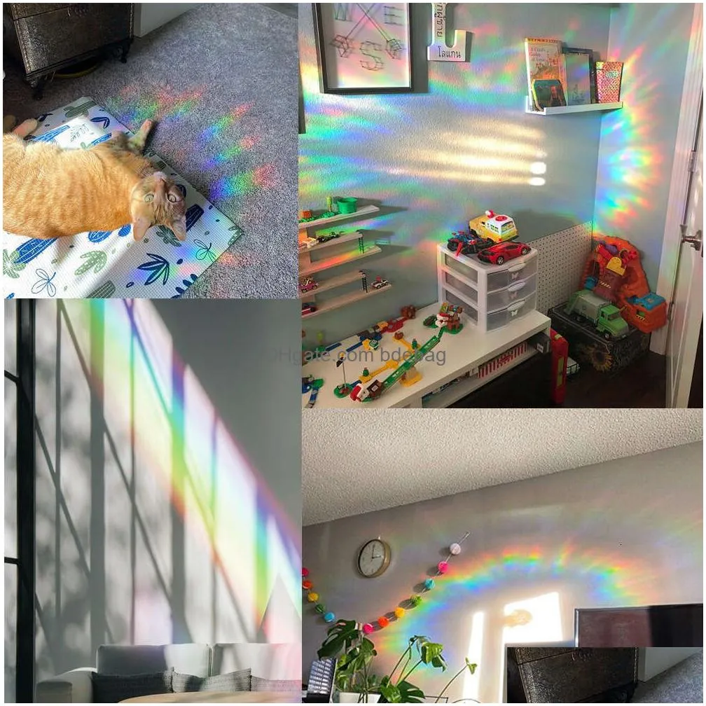 electrostatic wall stickers pvc rainbow prisms sticker colorful sunlight wall decals for bedroom kids room living room window