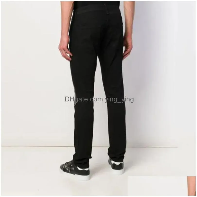 mens jeans stretchy black skinny punk youth streetwear biker pants hole slim fit denim pencil trousers for man 230216