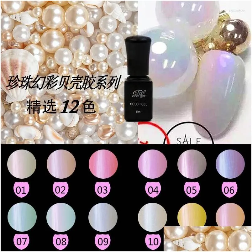 Nail Polish Wholesale- 12 Color 5Ml Che Pearl Shell Gel Soak Off Led Uv Art Builder Manicure Diy Salon Set Drop Delivery Otdmn