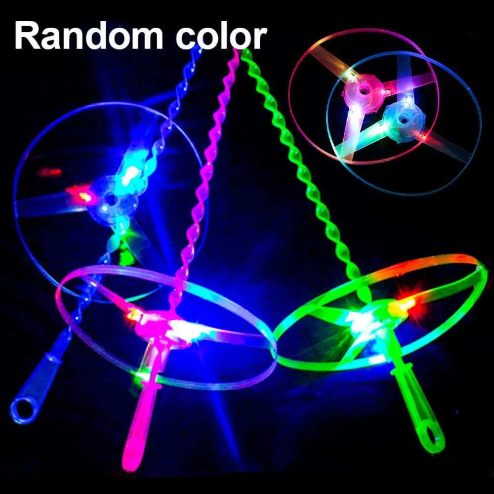 LED Luminous Bamboo Dragonfly Flying Saucers with Light Outdoor Night Shooting Helicopters Flying Toys Kids Birthday Party Props