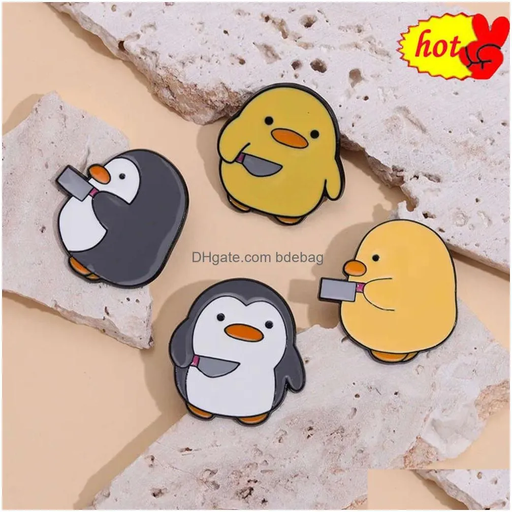  lapel pins penguin small duck carton metal design badges brooch enamel pins label bag backpack hat jewelry gift accessories