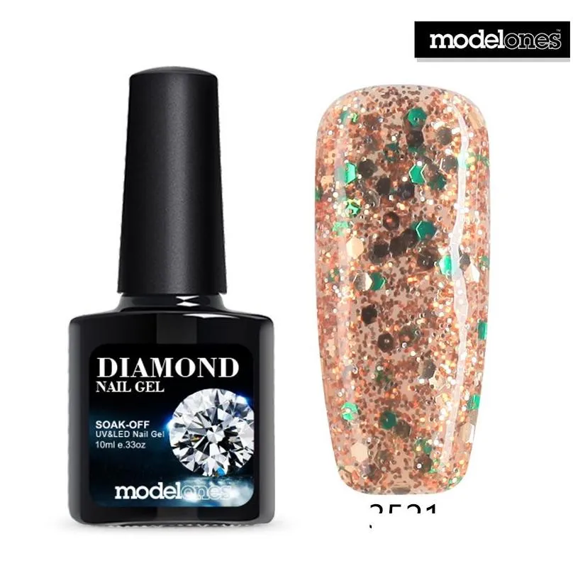 Nail Gel Wholesale-Modelones 10Ml 3D Diamond Glitter Varnish Long Lasting Polish Uv Led Soak-Off Glod Color Lacquers Drop Delivery Otkkh