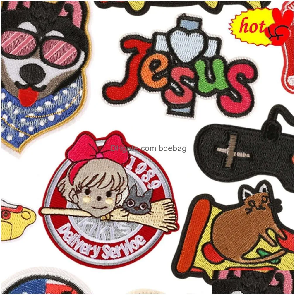 wholesale 10 pcs lot anime letter iron on for clothes kids pack bulk embroidery designer girl ship dog mouse heart sew diy