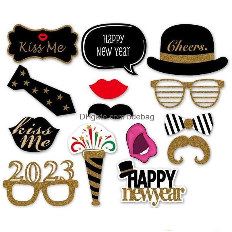  2023 happy year p o frame cheers champagne p o booth props christmas decorations navidad years eve party supplies