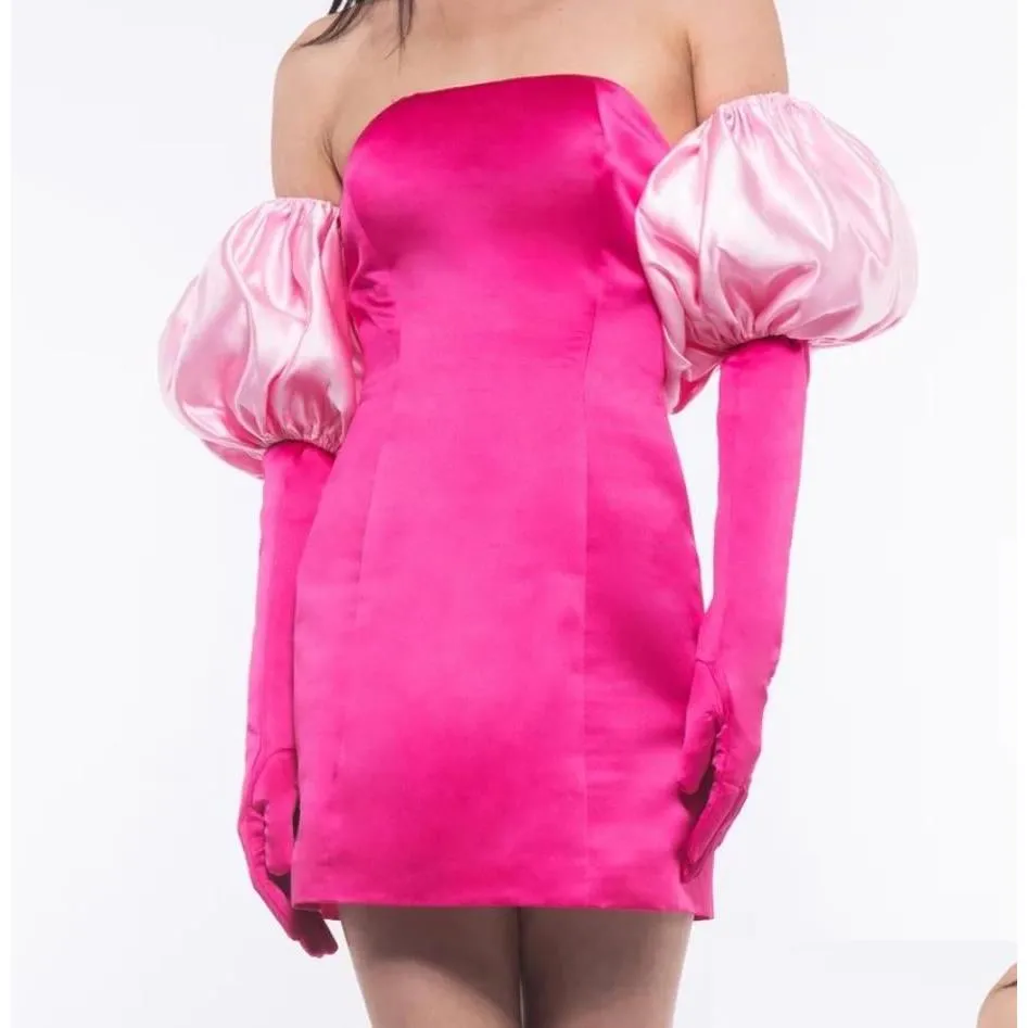 ins style 2023 winter new women`s fashion bubble sleeve breast wrap slim wrap hip dress