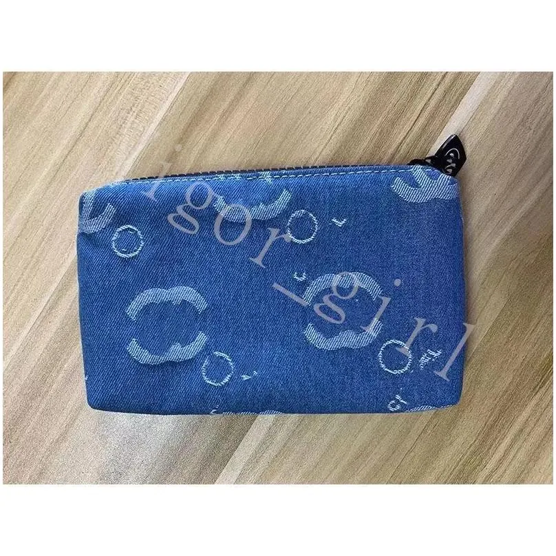 Brand Cosmetic Bags For Girl Makeup Wash Bag Klein Blue Letter Print Ins Bags Zipper Style Lady Beauty Makeup Purse Can Put Blush Mirror Brush Eyeshadow In It