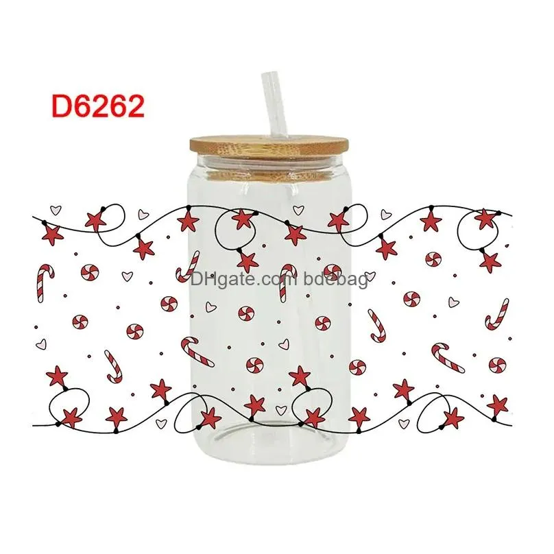 window stickers 3d uv dtf transfer sticker christmas themed for the 16oz libbey glasses wraps cup can diy waterproof easy d6348