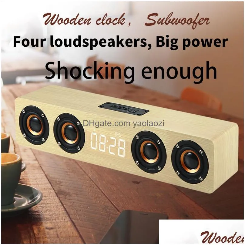 20w wooden tv soundbar portable bluetooth speaker wireless column home theater bass stereo multi-function subwoofer with tf fm w8c