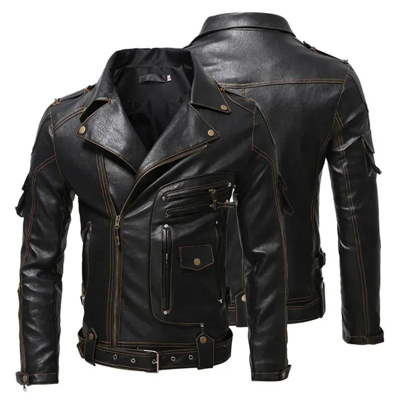Men`s Jackets Vintage Evil Dead Knight Same Biker Zipper Jacket Coat Plus Size Performance Men`s Leather Jacket Fashion Christmas Jaqueta