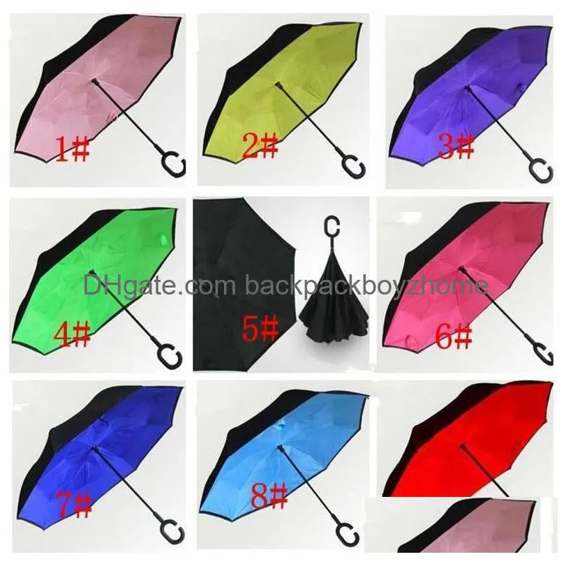 Umbrellas Newreverse Windproof Reverse Layer Inverted Umbrella Inside Out Stand Sea Drop Delivery Home Garden Household Sundries Dhxug