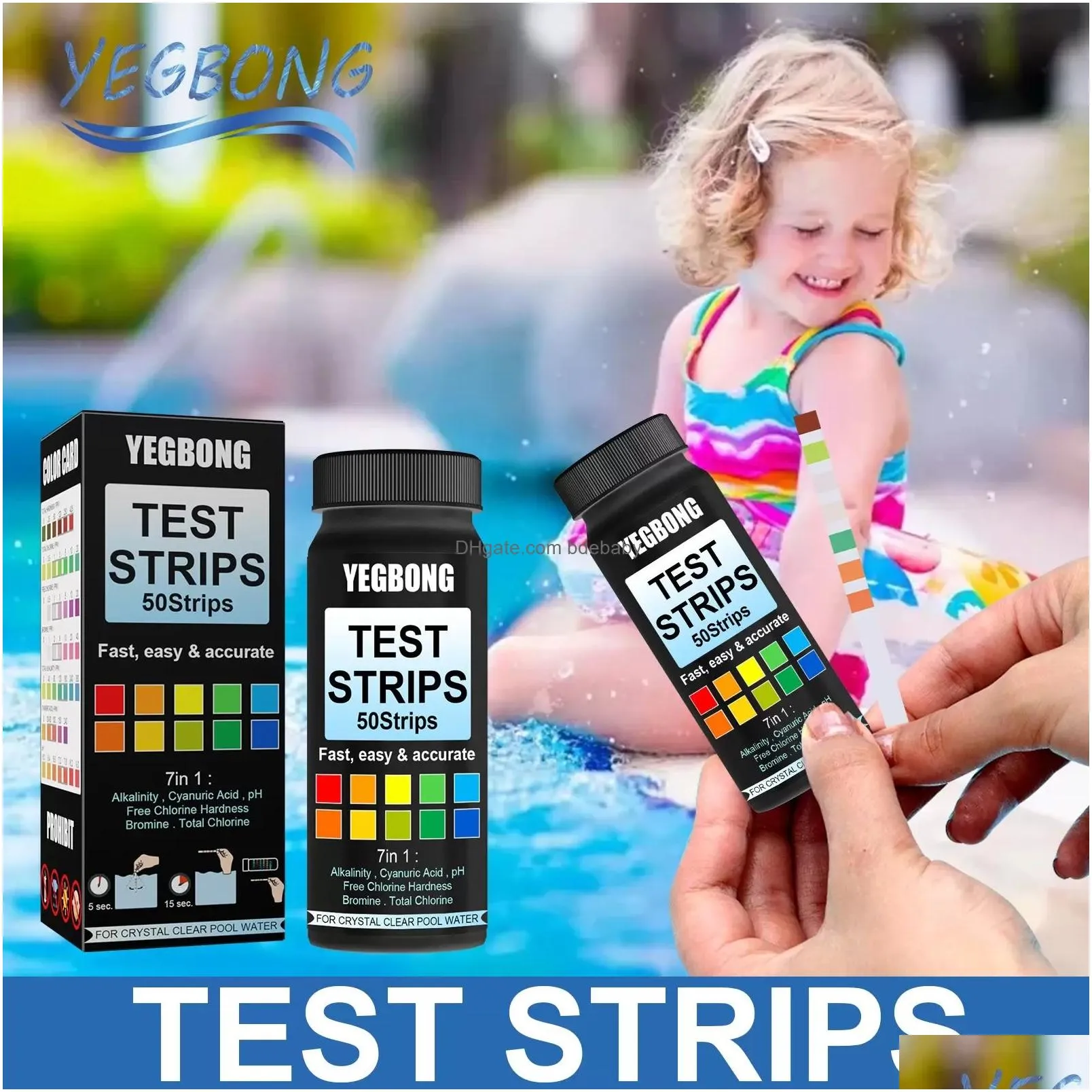Other Pools & Spashg Freight Yegbong Oem  3 In 1 Test Paper Water Tools Pool Drinking Quality Tester Strips Ph Meter Testing H45494 Dhpcd
