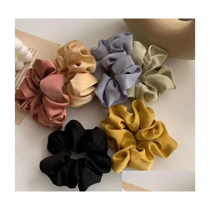 Lady Hair Scrunchies Ring Stretch Hairband Solid Color Elastic Bubble Sports Dance Silk Soft Charming Hair band Ponytail Holder
