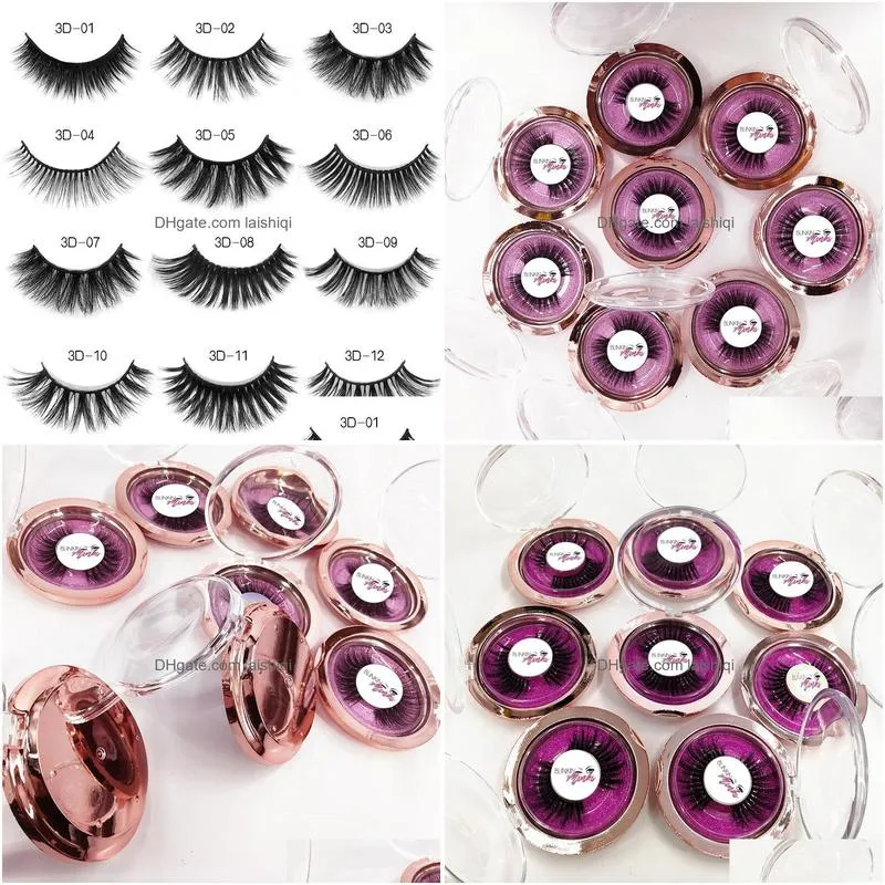 False Eyelashes Put Logo 50 Pairs Wholesale 18Style Transparent Band Eyelash Crisscross 3D Mink Lashes Handmade Eye Drop Delivery He Dhugq