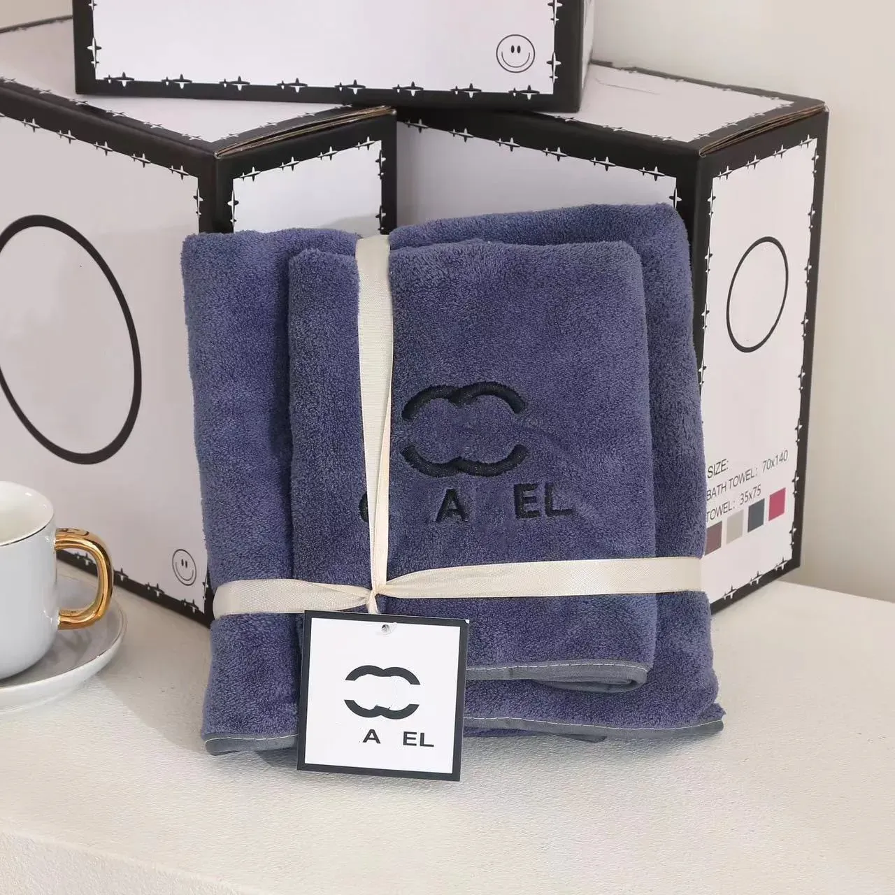Luxury designer bath towel set Letter embroidered towel with multi-color fashionable dormitory shower absorbent and quick drying beach towel with Gift