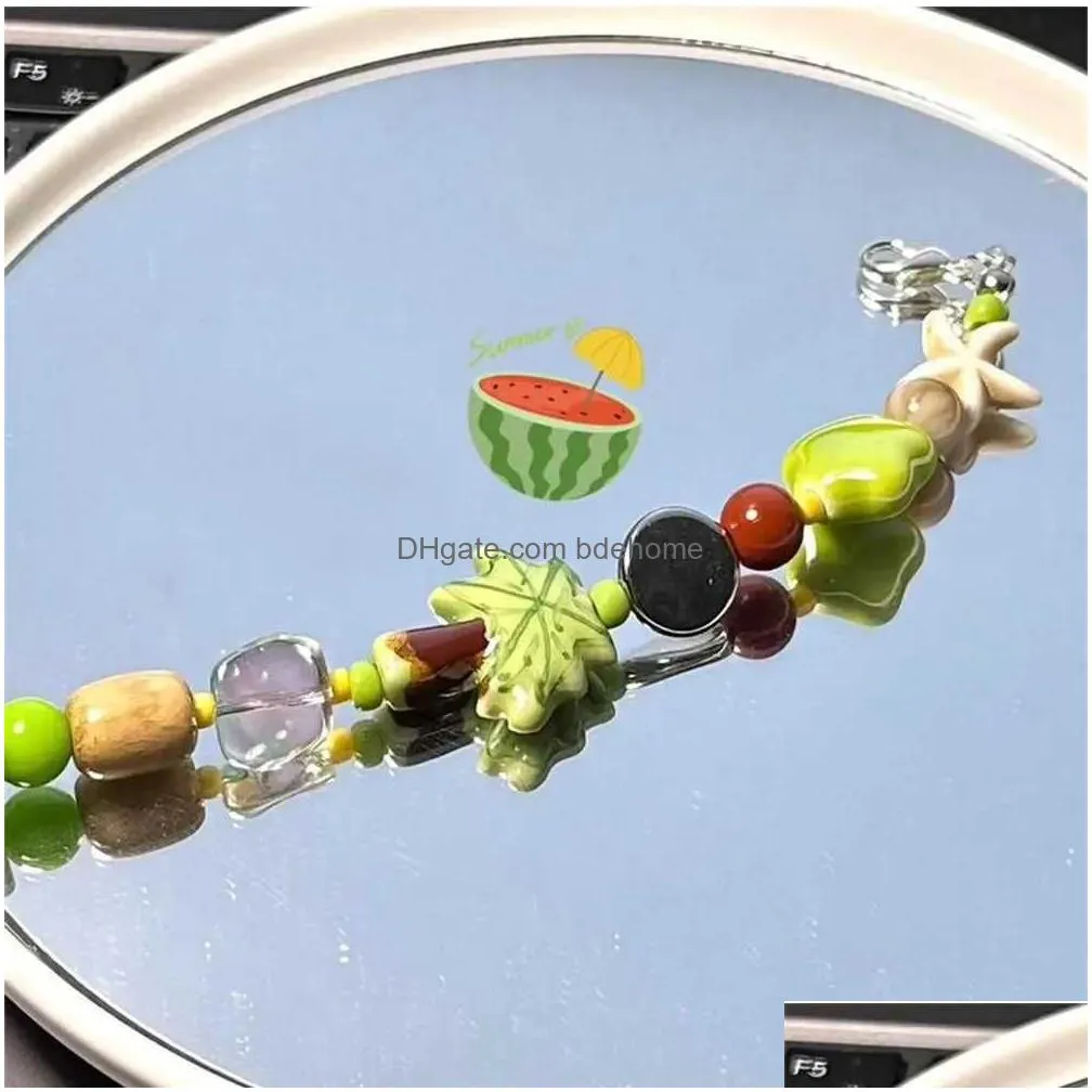 Chain Resin Bead Lucky Fish Bracelet  Glass Fashion Design Coconut Tree Korean Jewelry Accessories Gift Q240401 Drop Delivery Dh3T4