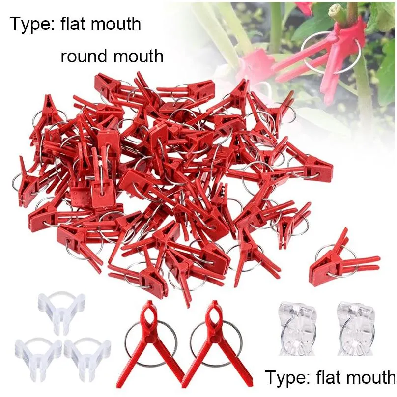 Other Building Supplies 25-100Pcs Plant Grafting Clip Plastic Gardening Tool For Cucumber Eggplant Watermelon Round Mouth Flat Anti-Fa Dhnq4