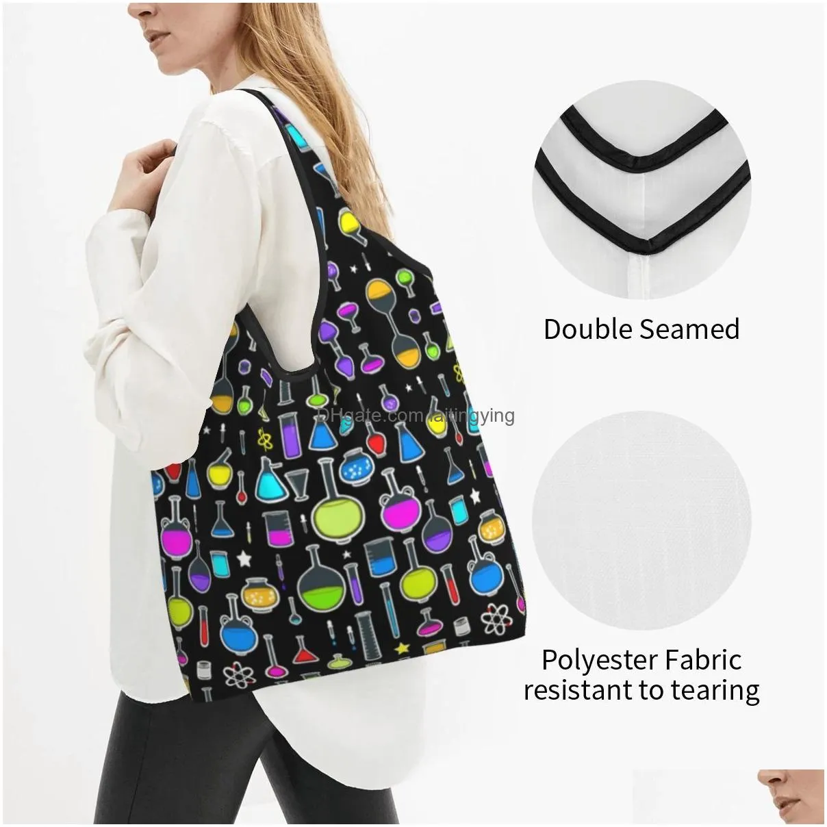 Other Maternity Supplies Kawaii Printed Beakers Laboratory Technology Shop Tote Bags Portable Shoder Shopper Science Chemistry Handb Dh4Gi