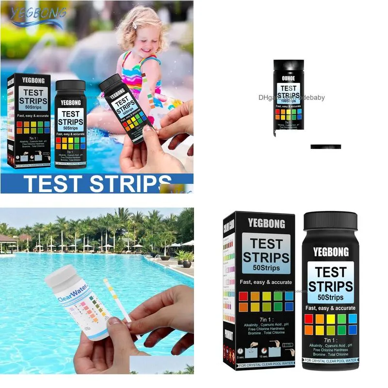 Other Pools & Spashg Freight Yegbong Oem  3 In 1 Test Paper Water Tools Pool Drinking Quality Tester Strips Ph Meter Testing H45494 Dhpcd