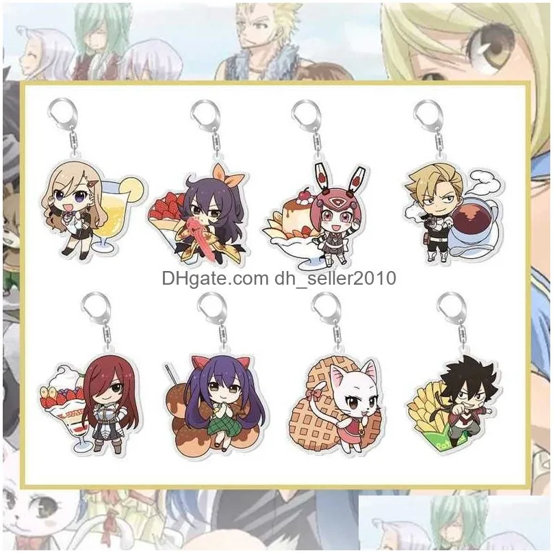 Keychains & Lanyards Fairy Tail Keychain Pandent Keyring Cosplay Collectable Key Chain Drop Delivery Fashion Accessories Dhys3