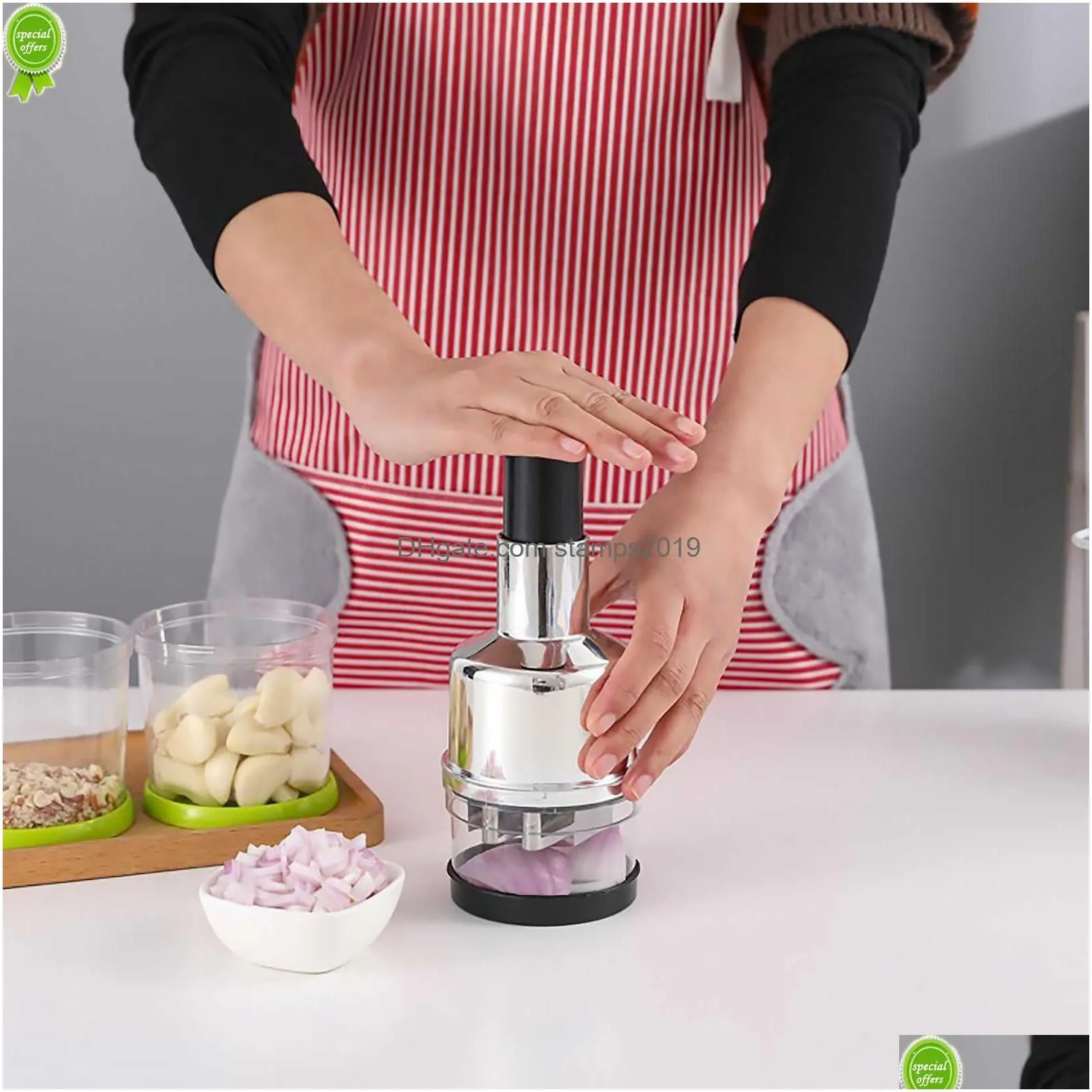 Fruit Vegetable Tools Handpressing Cutter Manual Onion Chopper Garlic Crusher Mash Device Dicer Mixer Kitchen Drop Delivery Home G