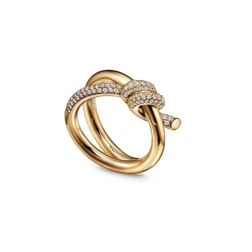 Band Rings 4 Color Designer Ring Ladies Rope Knot Luxury With Diamonds Fashion For Women Classic Jewelry 18K Gold Plated Rose Wedding Dhx45