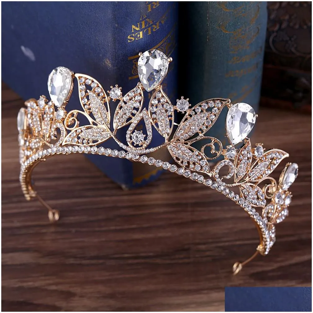 2021 New Vintage Baroque Bridal Tiaras Accessories Prom Headwear Stunning Sheer Crystals Wedding And Crowns 1920 Drop Delivery Dhqhk