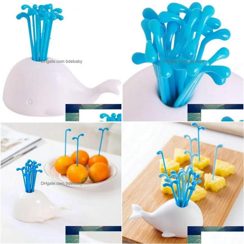 Fruit & Vegetable Tools 1 Set Cute Beluga White Whale Kitchen Accessories Cooking Gadgets For Party Home Decor Hall Fork Drop Delivery Dhjgb