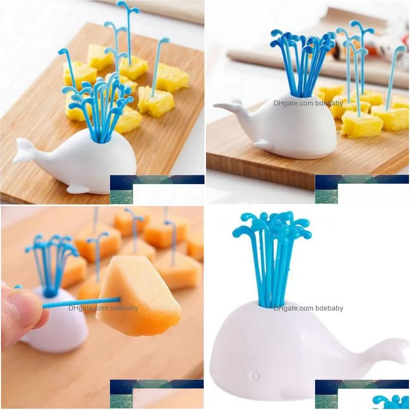 Fruit & Vegetable Tools 1 Set Cute Beluga White Whale Kitchen Accessories Cooking Gadgets For Party Home Decor Hall Fork Drop Delivery Dhjgb