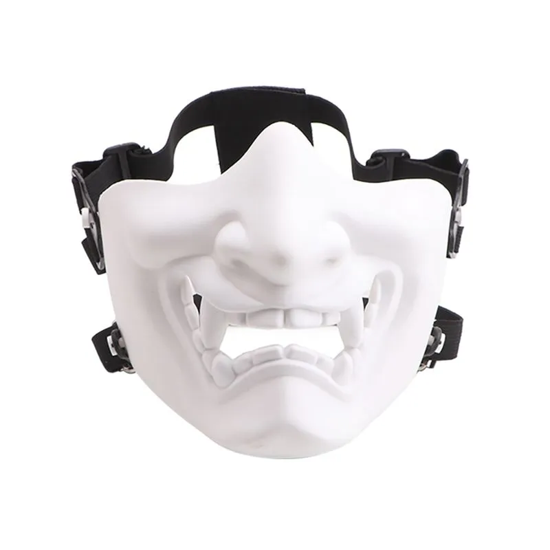 Scary Smiling Ghost Half Face Mask Shape Adjustable (Tactical) Headwear Protection Halloween Costumes Accessories Cycling Face Mask
