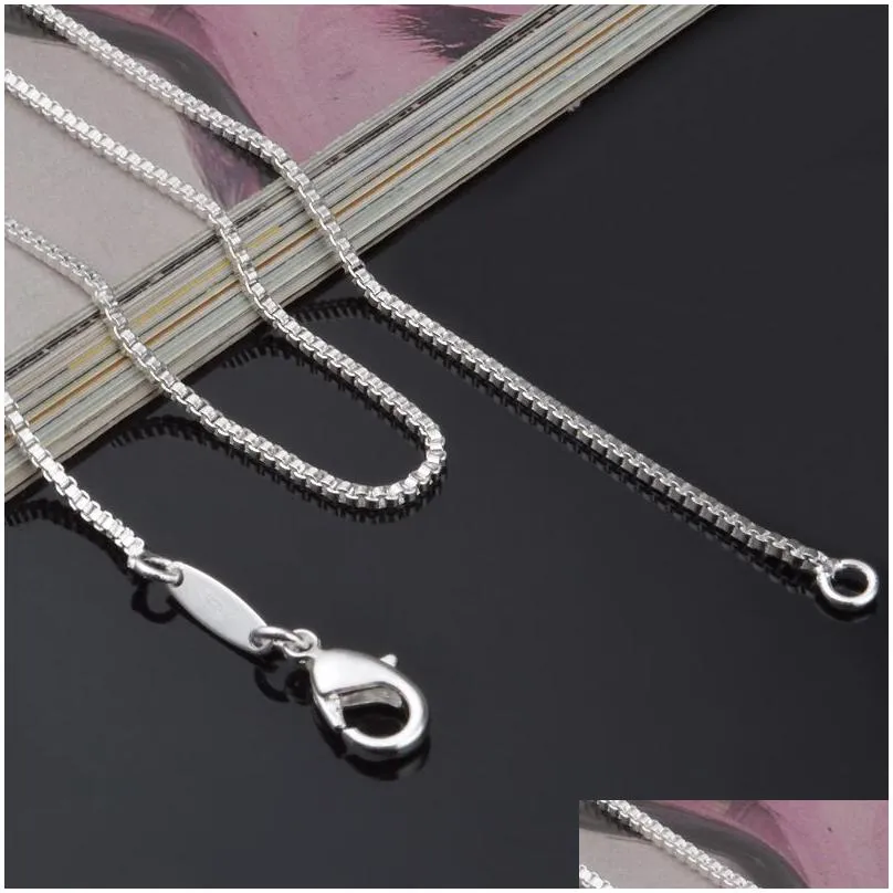 1.4mm 925 stamped box chain necklace sterling silver necklace for men women fashion lobster clasp chain fit jewelry making 16 18-24