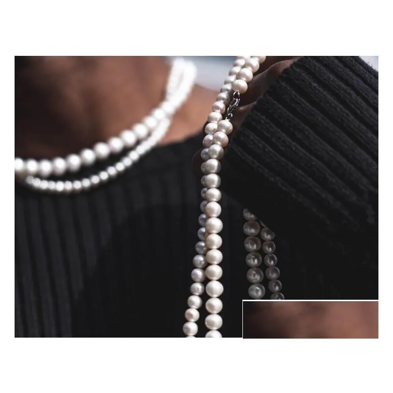 Asap Rocky Retro Natural Pearl Necklace Men And Women Hip Hop Clavicle Chain Couple Choker Drop Delivery Dhilf