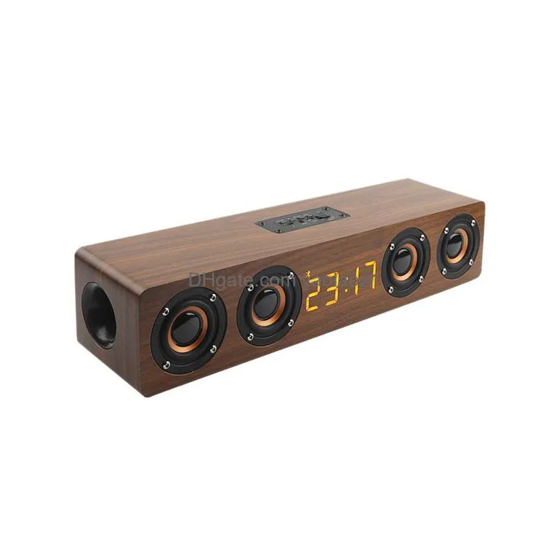 20w wooden tv soundbar portable bluetooth speaker wireless column home theater bass stereo multi-function subwoofer with tf fm w8c