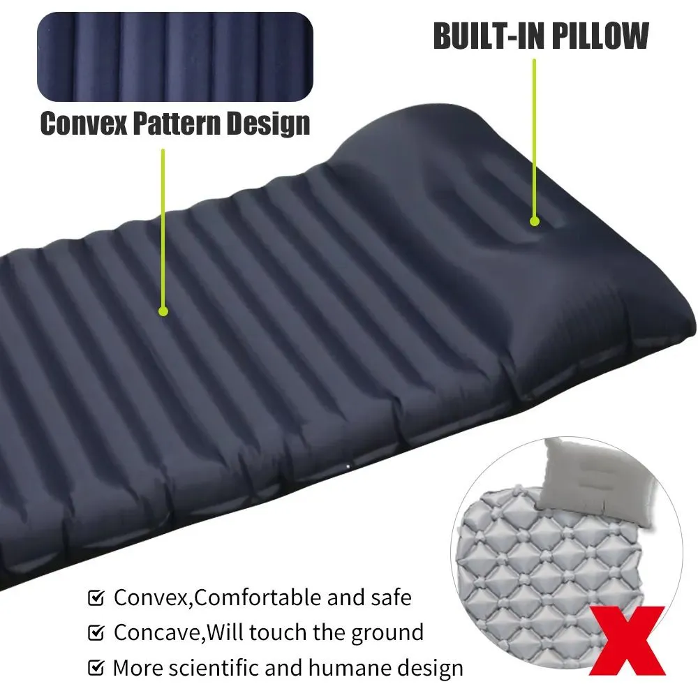 Outdoor Pads Inflatable Mattress with Pillow Ultralight Thicken Sleeping Pad Splicing Built in Pump Air Cushion Travel Camping Bed