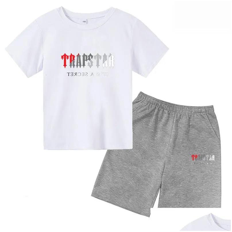 designer boys girls T-shirt Clothing Sets Summer TRAPSTAR Tshirt Kids Boys Beach Shorts Sets Streetwear Tracksuit Women Clothes Girls Sportswear