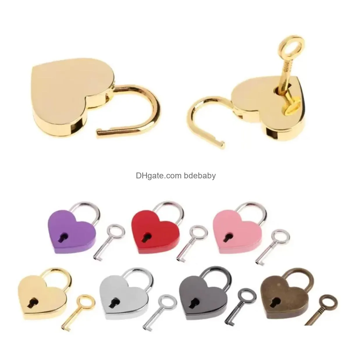 Door Locks Heart Shape Vintage Metal Mini Padlock Small Bag Suitcase Lage Box Diary Book Key Lock With Wholesale 0728 Drop Delivery Ho Dhxko