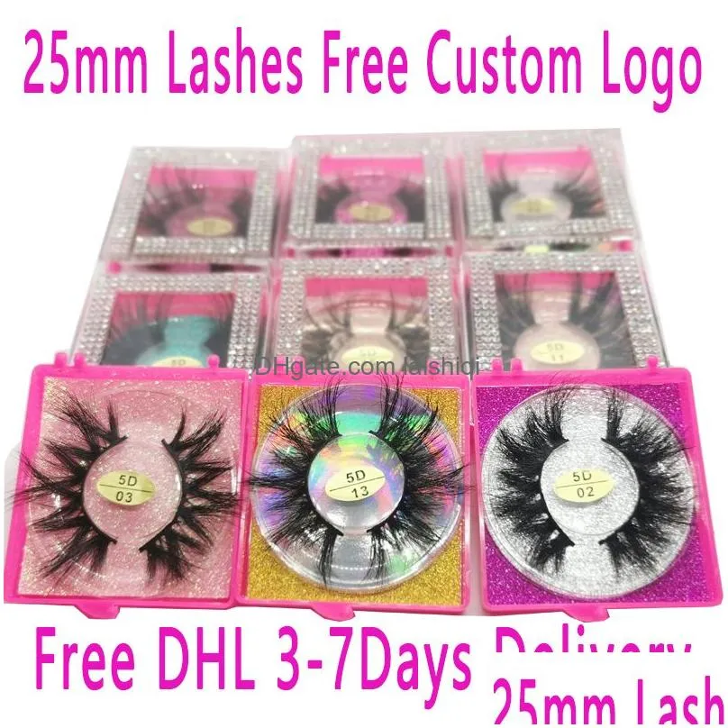 False Eyelashes 25Mm Mink Lash Vendor 3D 100% Minkhair Dramatic Long Wispies Fluffy Eyelash Fl Strips Lashes Extension Makeup Tool C Dh8Jy