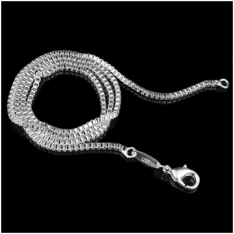 1.4mm 925 stamped box chain necklace sterling silver necklace for men women fashion lobster clasp chain fit jewelry making 16 18-24