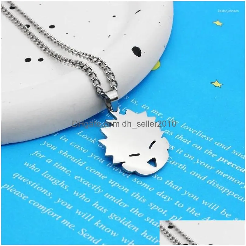 Chains Gojo Satoru Yuji Itadori Necklace Women Jujutsu Kaisen Necklaces Woman Fashion Couples Chain Sier Color Cosplay Collier Drop D Dhbf2