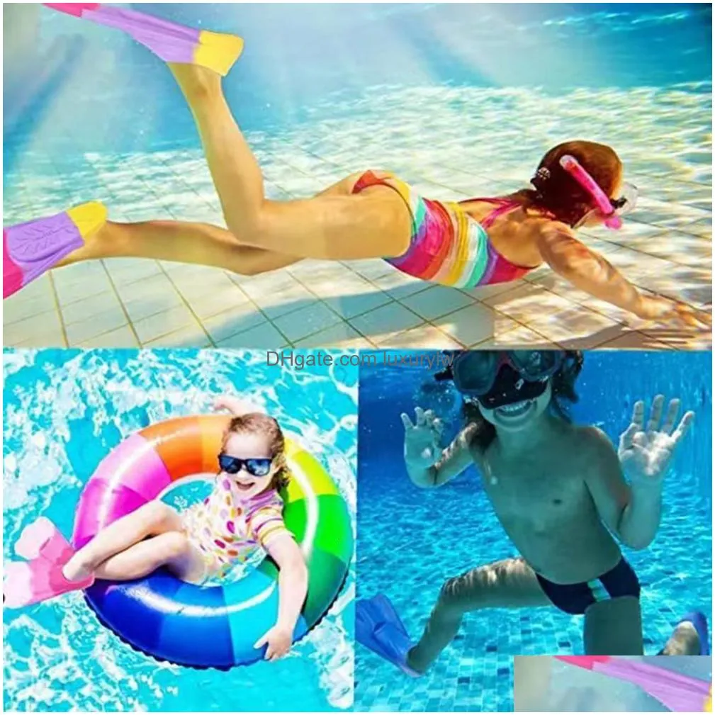 Fins & Gloves Swim Comfortable Non-Slip Ergonomics Diving Footboard Auxiliary Training Sile Short Swimming Pers Drop Delivery Sports O Dhcpd