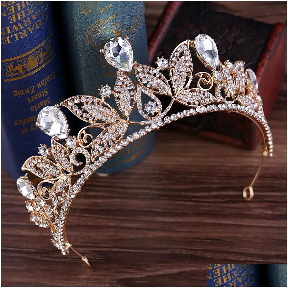 2021 New Vintage Baroque Bridal Tiaras Accessories Prom Headwear Stunning Sheer Crystals Wedding And Crowns 1920 Drop Delivery Dhqhk