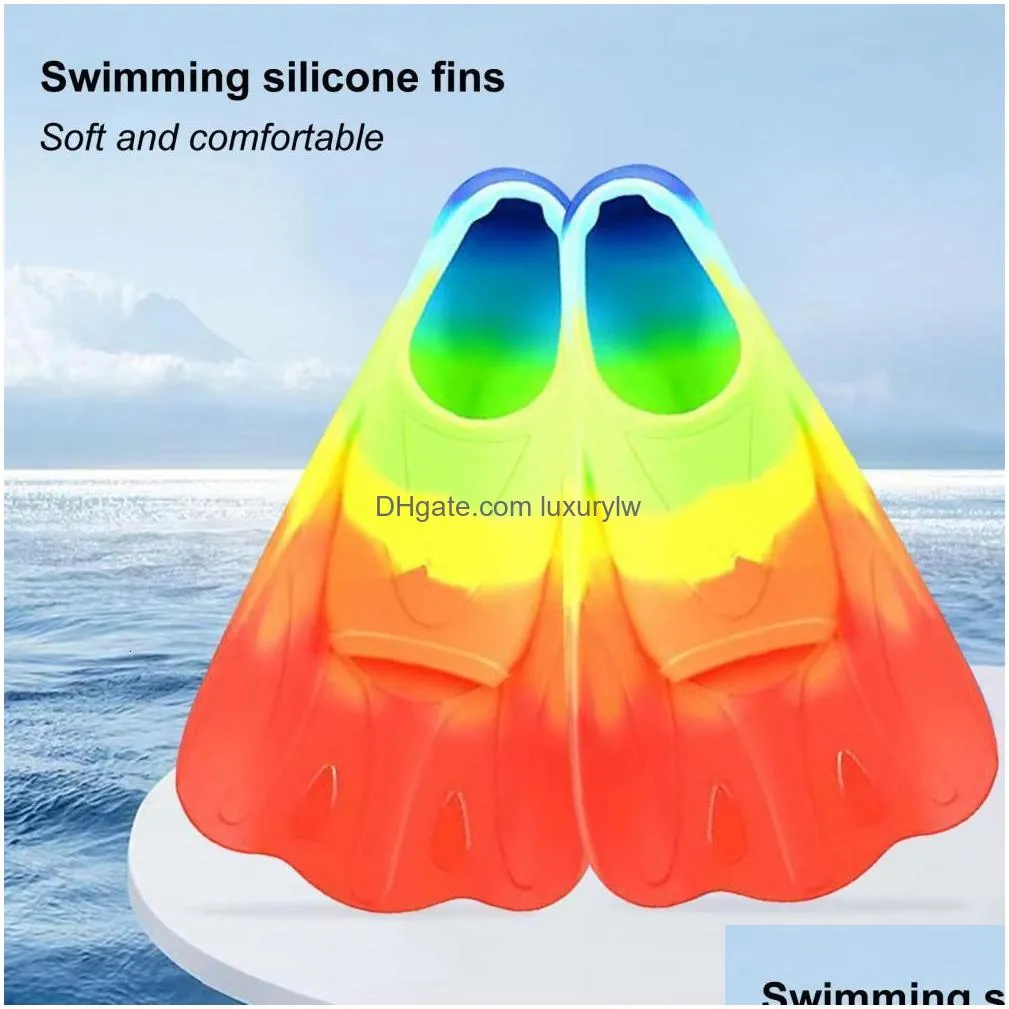 Fins & Gloves Swim Comfortable Non-Slip Ergonomics Diving Footboard Auxiliary Training Sile Short Swimming Pers Drop Delivery Sports O Dhcpd