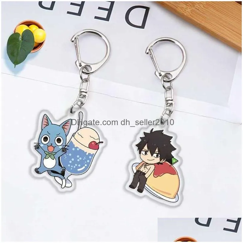 Keychains & Lanyards Fairy Tail Keychain Pandent Keyring Cosplay Collectable Key Chain Drop Delivery Fashion Accessories Dhys3