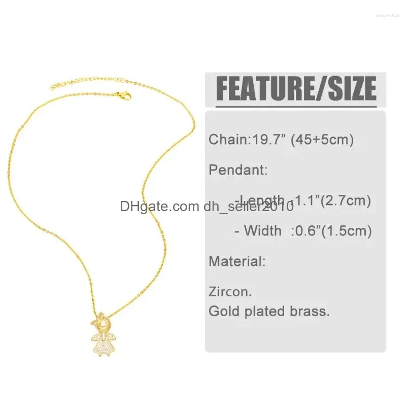 Pendant Necklaces Flola Gold Plated Girl Boy For Women Pink Crystal Heart Figure Couple Jewelry Gifts Nkev58 Drop Delivery Dhrs2