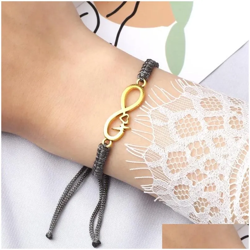 Link Chain Handmade Infinity Bracelet Vintage Lucky Thread Braided Bracelets For Women Adjustable Knots Friendship Bangles Fashion Dr Dhw8I