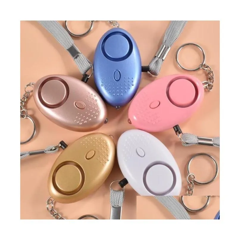 130Db Egg Shape Emergency Keychain Self Defense Security Alarm For Girl Women Elderly Protect Alert Safety Scream Loud With Led Drop Dhhe1