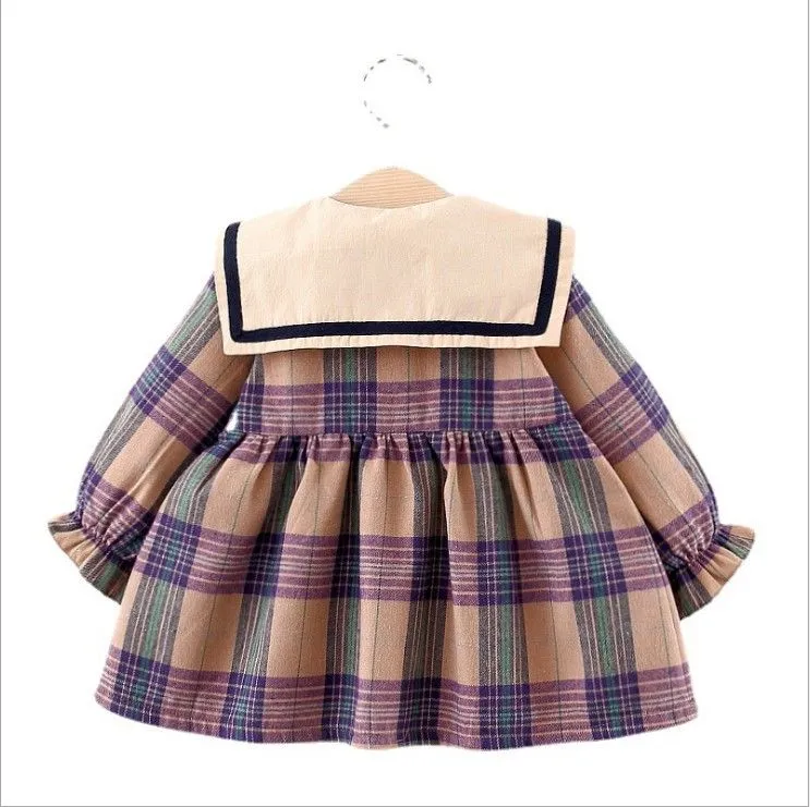 Cute Baby Girls Princess Dress Spring Autumn Girl Long Sleeve Plaid Dresses With Little Bear Great Quality Kids Casual Skirts Children
