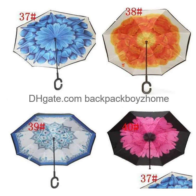 Umbrellas Newreverse Windproof Reverse Layer Inverted Umbrella Inside Out Stand Sea Drop Delivery Home Garden Household Sundries Dhxug