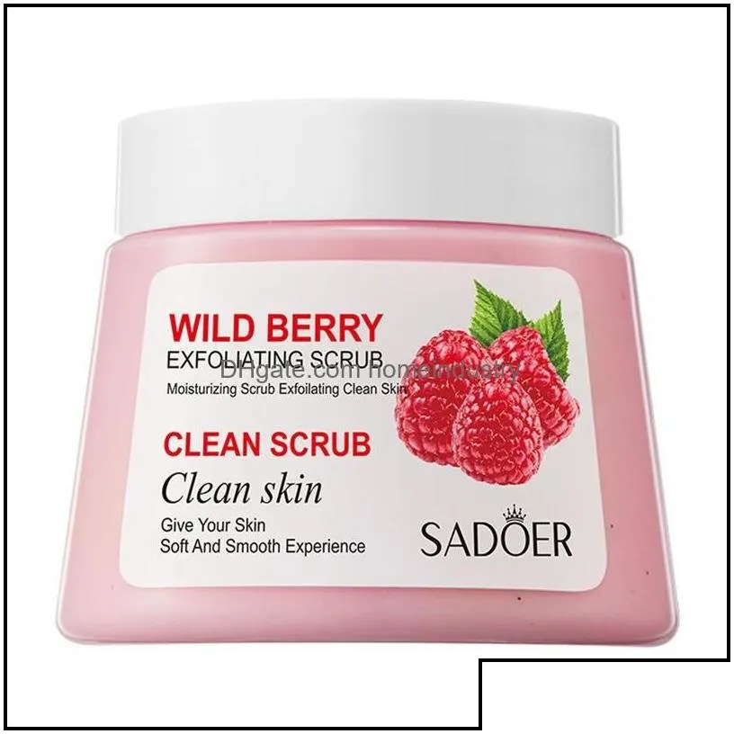 Body Scrubs 250G Fruit Sea Salt Body Scrub Skin Smooth Softens Cuticles Avocado Stberry Orange Face Moisturizing Exfolianting Drop De